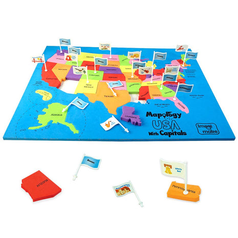 Imagimake Mapology USA Map Jigsaw Puzzle, Learn States, Capitals with Flags | Educational Geography Toy, 50 State Puzzle, Learn USA Capitals, Birthday Gift for Boy & Girl Ages 5,6,7,8,9,10,11,12 Year Old