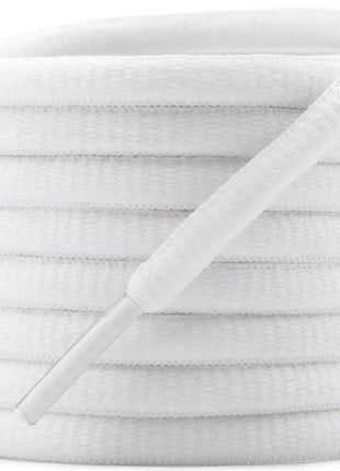 DELELE 2Pair Oval Shoes laces 42 Colors Half Round 1/4 inch Athletic ShoeLaces for Sport/Running Shoes Shoe Strings White -45 inch