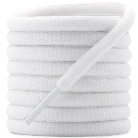 DELELE 2Pair Oval Shoes laces 42 Colors Half Round 1/4 inch Athletic ShoeLaces for Sport/Running Shoes Shoe Strings White -45 inch