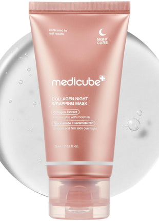medicube Collagen Overnight Wrapping Peel Off Facial Mask Pack - Elasticity & Hydration Care, Reduces Sagging & Dullness - Hydrolyzed Collagen For Glowing Skin - Korean Skin Care, 2.53 fl.oz