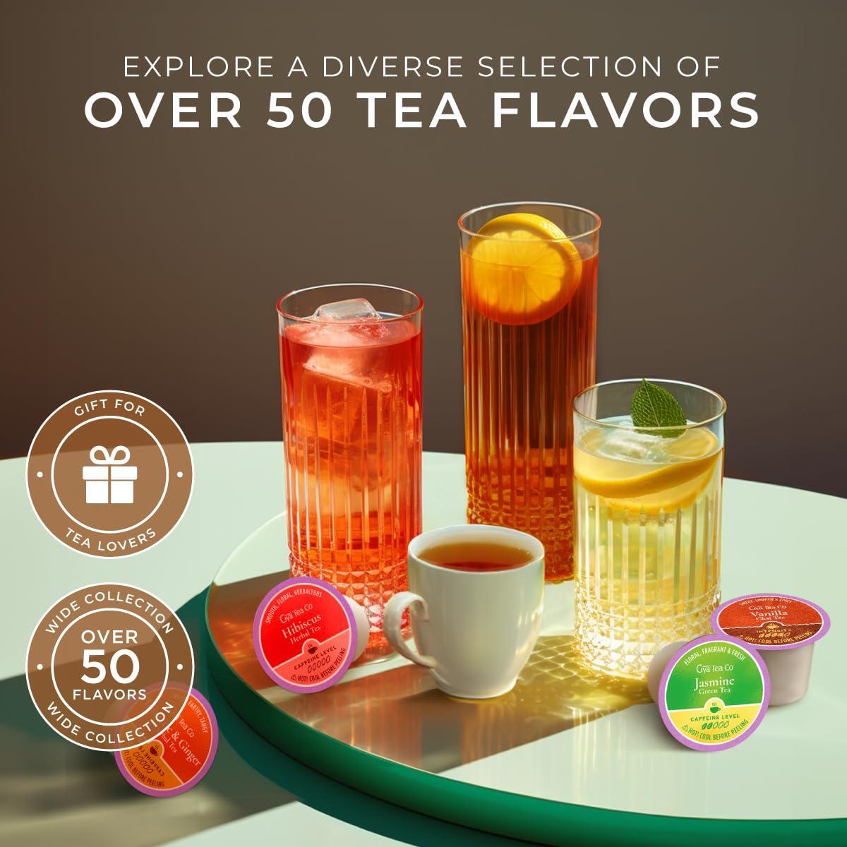 Gya Tea Co Caffeine Free Tea Gift Set Purely Herbal Collection Tea Pod (16 ct) - 7 Flavors Assorted Variety Pack with Hibiscus, Chamomile & Ginger
