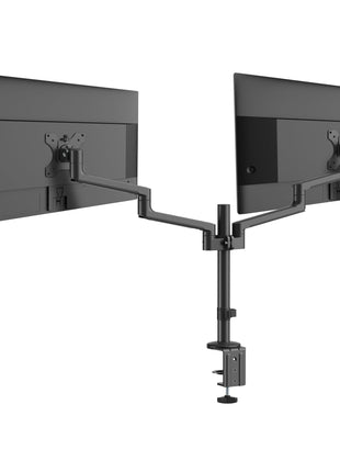 MSI PRO MT81D - Premium Aluminum Dual Monitor Stand Arms, Supports 17-32" & 17.6 lbs per Screen, VESA Compatible, Adjustable Desk Mount, Clamp & Grommet Base, Quick Release Plate - Black
