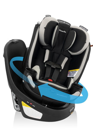 Evenflo Revolve360 Slim 2-in-1 Rotating Car Seat | with Quick Clean Cover, Rear-Facing and Forward-Facing Modes, Infant-6 Years, 4-65 lbs (Salem Black)