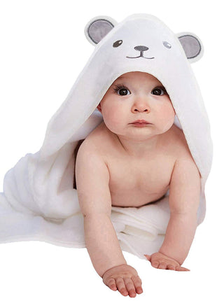 HIPHOP PANDA Hooded Towel - Rayon Made from Bamboo, Bath Towel with Bear Ears for Newborn, Babie, Toddler, Infant - Absorbent Large Baby Towel - Bear, 30 x 30 Inch