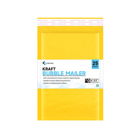 Kkbestpack Kraft Paper Bubble Mailers #0, Self-Seal Padded Mailing Envelopes, Pack of 25, 6x9 Inches