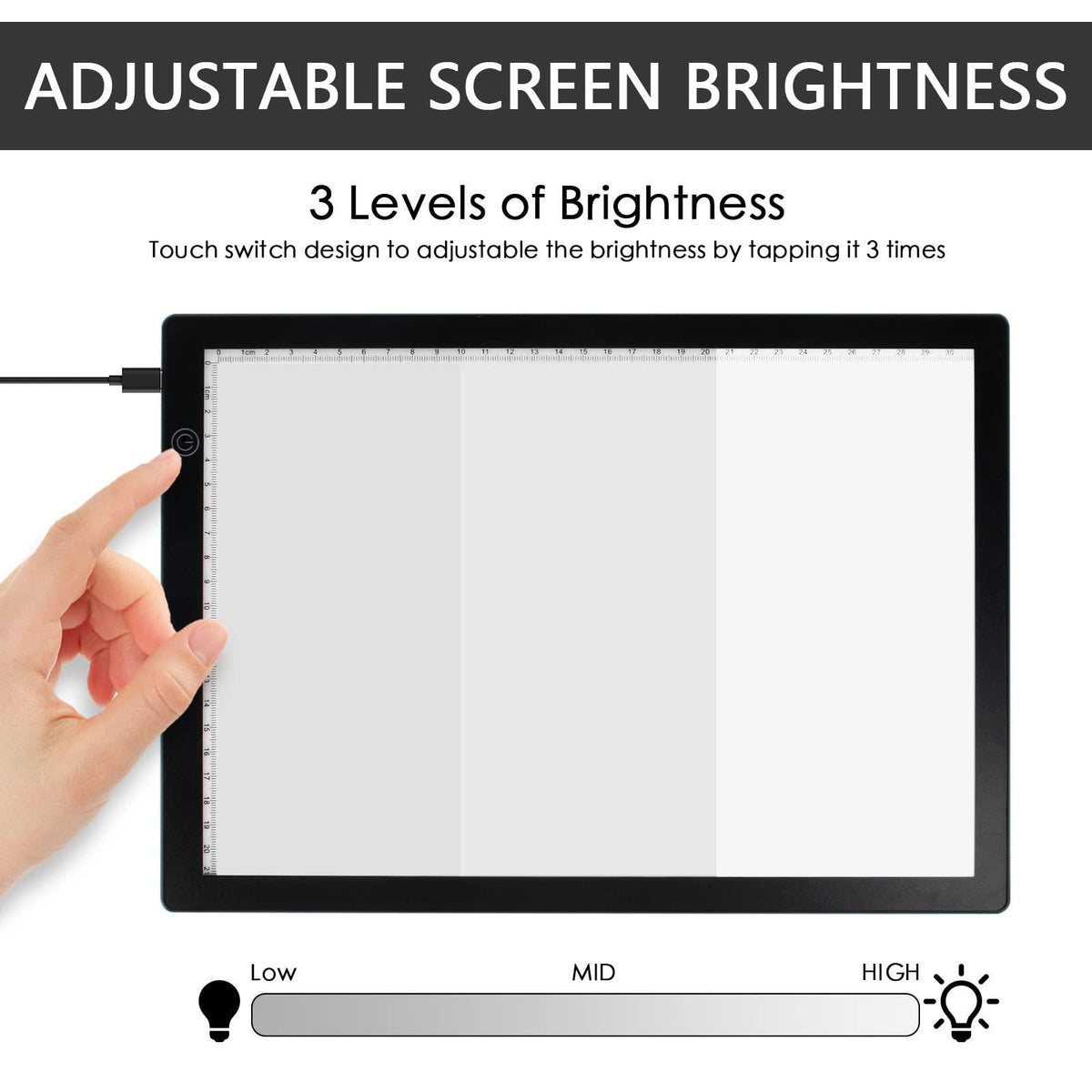 DGODRT Slide Viewer Light Box for Scan Old Slide Negative Film Scanning, Artist Sketching, A4 Ultra-Thin Light Box Scanner with 3 Adjustable Brightness, USB Powered
