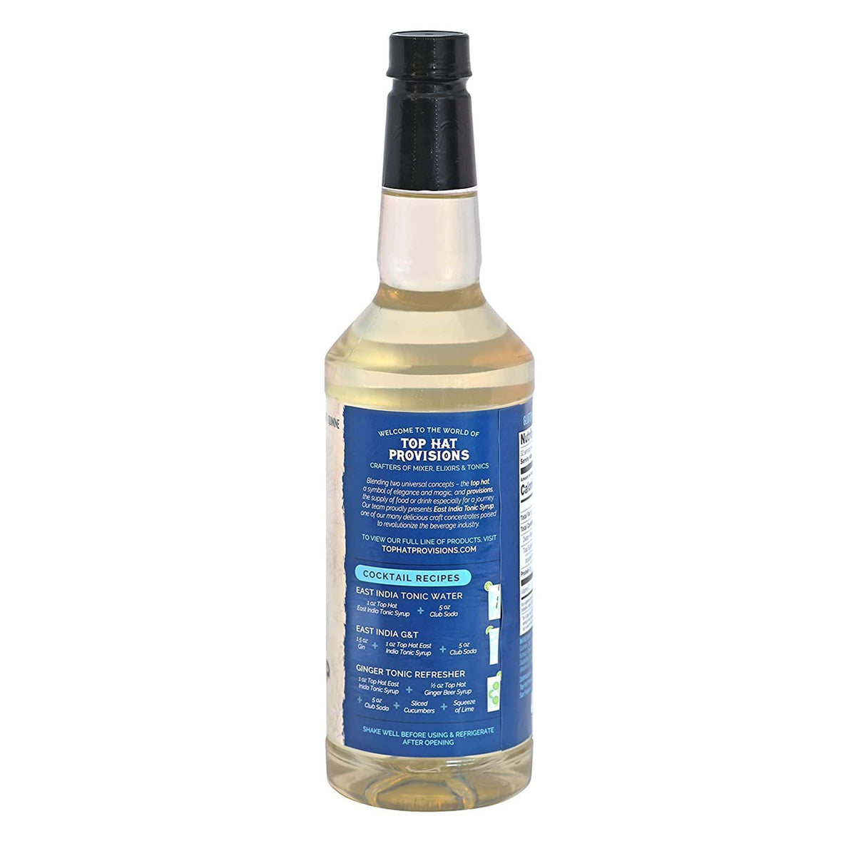 Top Hat East India Craft Concentrated Quinine Tonic Drink Syrup - 5x Natural Quinine Wellness Tonic Water Concentrate - Just Add Club Soda - 32oz bottle
