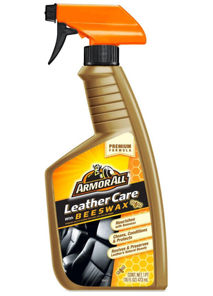 Armor All Car Leather Cleaner Spray, Beeswax Leather Care Spray for Cars, Trucks, Motorcycles, 16 Oz Each