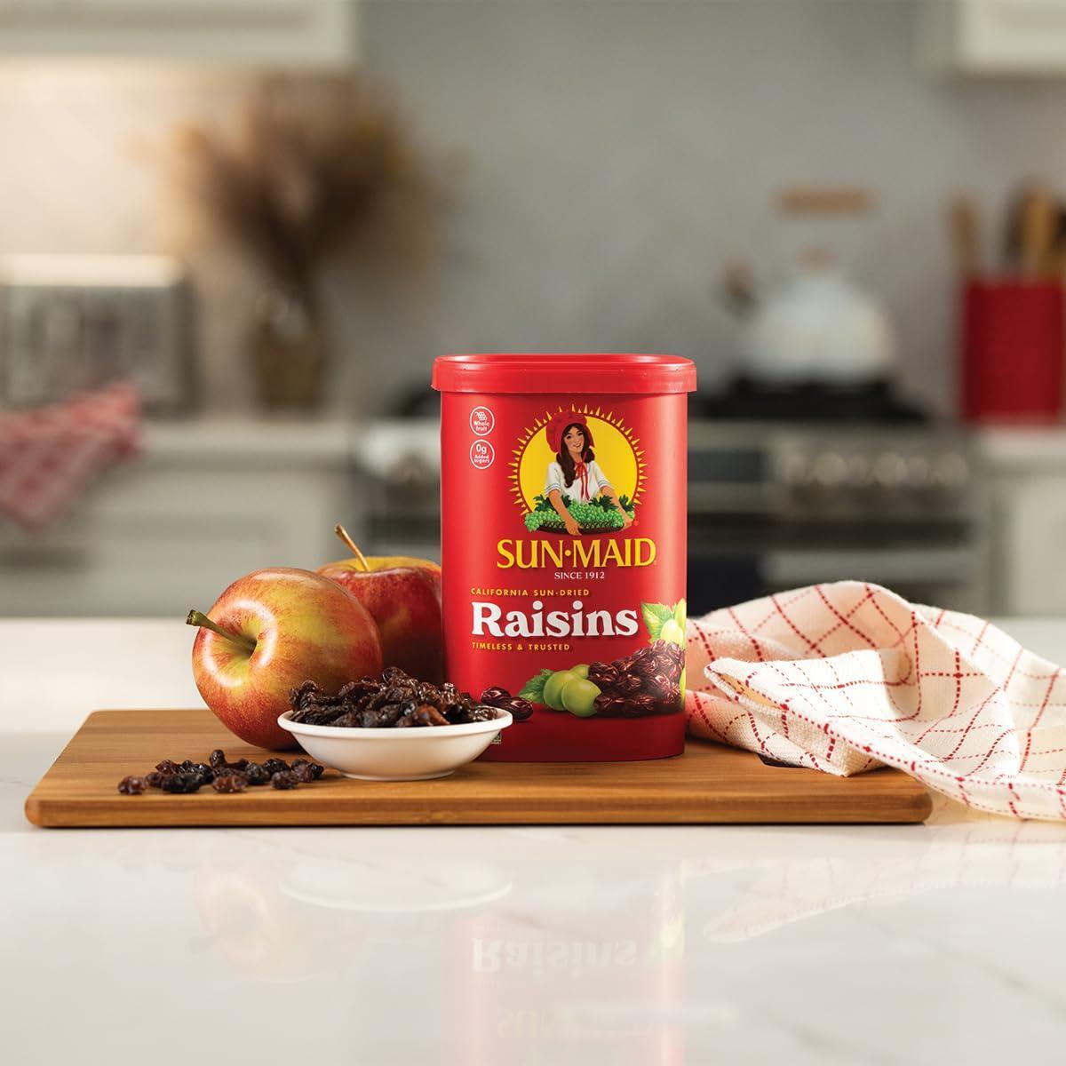 Sun-Maid California Sun-Dried Raisins - 13 oz Resealable Canister - Dried Fruit Snack for Lunches, Back to School Snacks, and Natural Sweeteners