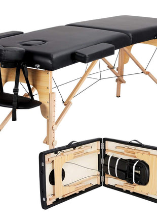 Yaheetech Massage Table Portable Lash Beds Spa Bed Massage Couch Foldable Spa Tables Adjustable 2 Fold with Non-Woven Bag 24 inch, Black