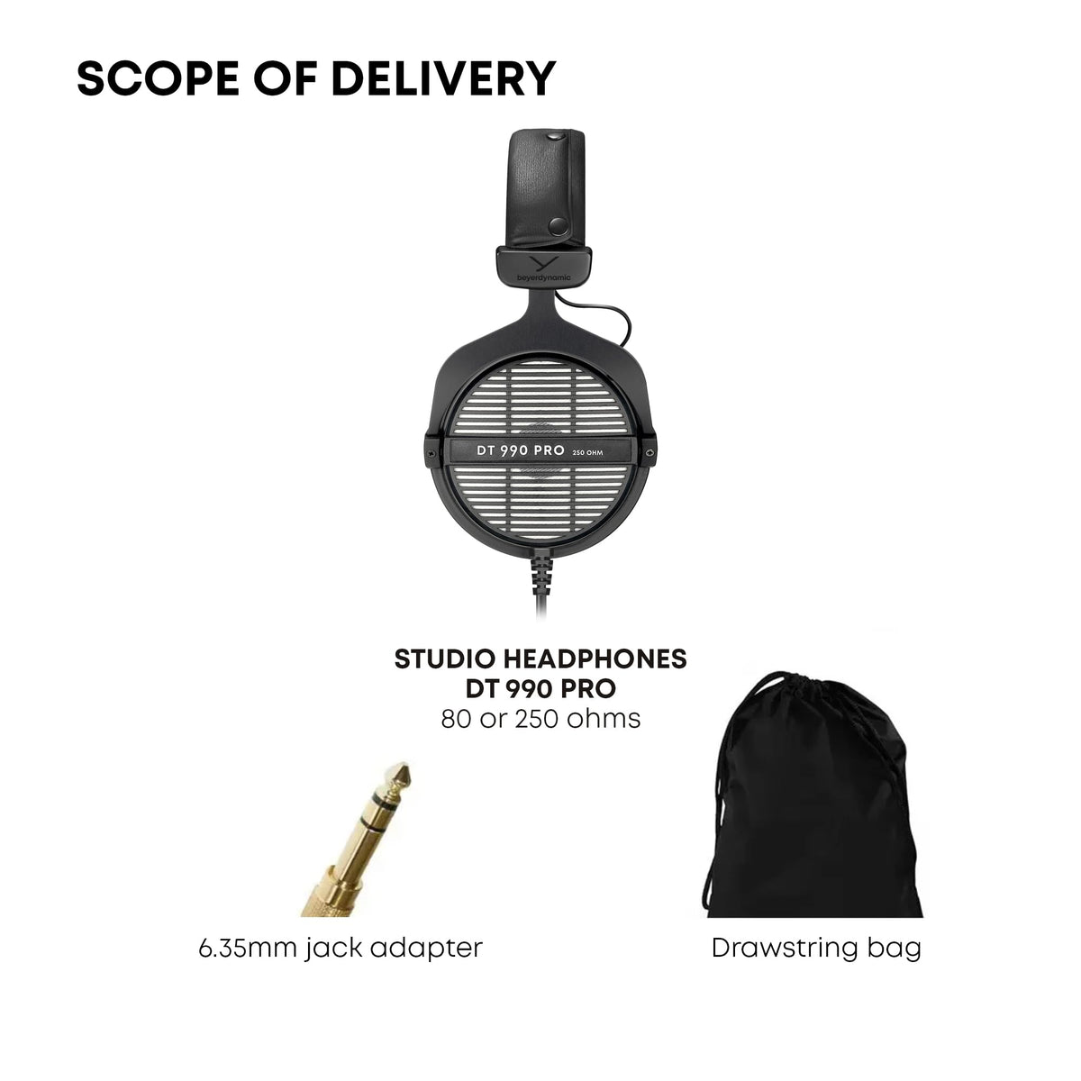 beyerdynamic DT 990 Pro 250 ohm Over-Ear Studio Headphones For Mixing, Mastering, and Editing