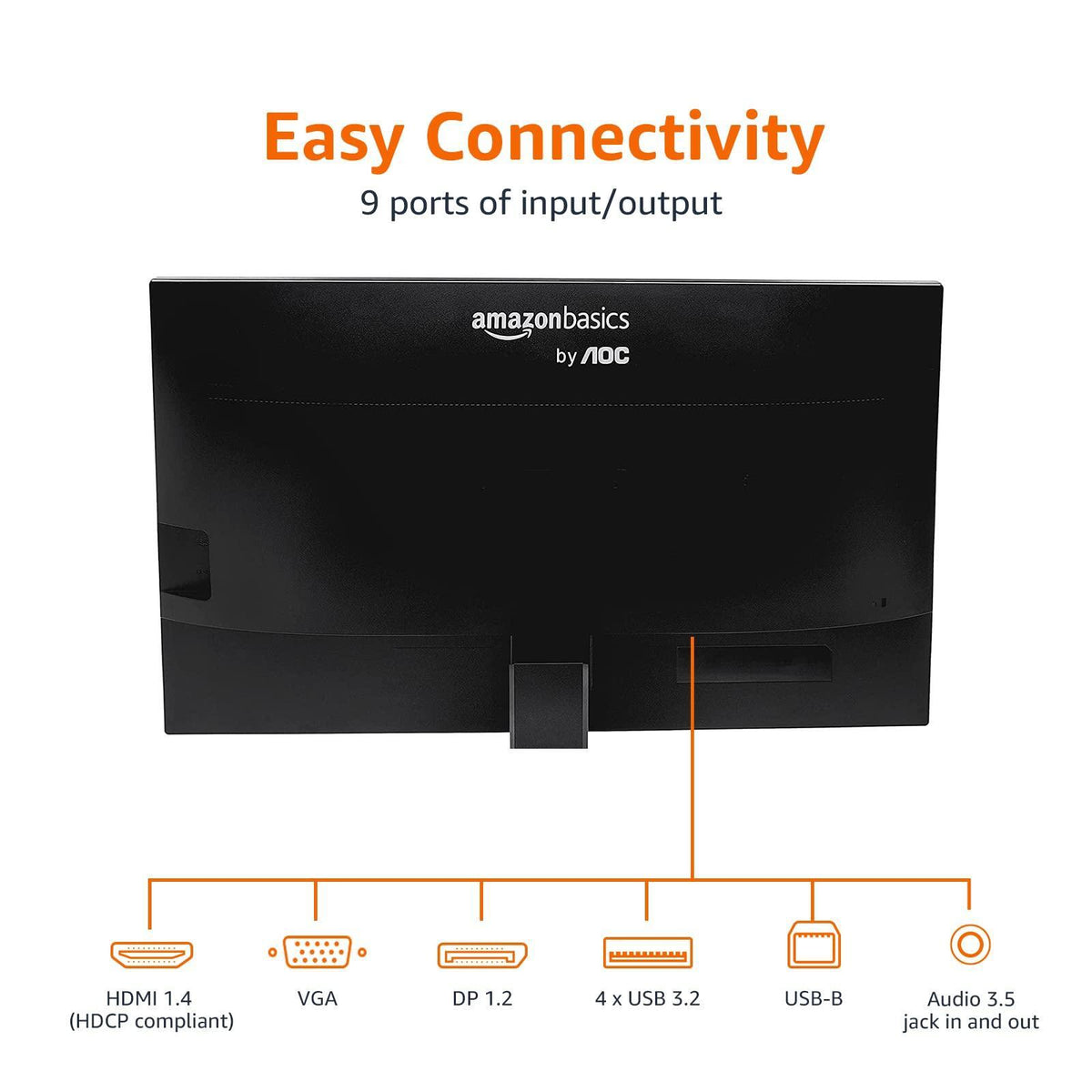 Amazon Basics IPS Monitor 75 Hz Powered with AOC Technology FHD 1080P HDMI, Display Port and VGA Input VESA Compatible Built-in Speakers for Office and Home, 27 in, Black
