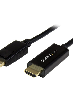 StarTech.com 6ft (2m) DisplayPort to HDMI Cable - 4K 30Hz - DisplayPort to HDMI Adapter Cable - DP 1.2 to HDMI Monitor Cable Converter - Latching DP Connector - Passive DP to HDMI Cord (DP2HDMM2MB)