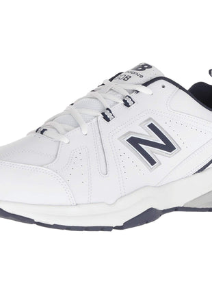 New Balance Men's 608 V5 Casual Comfort Cross Trainer, White/Navy, 10.5