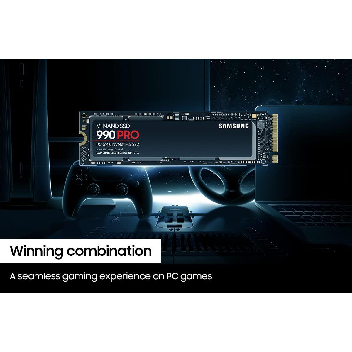 Samsung 990 PRO SSD 1TB PCIe 4.0 M.2 2280 Internal Solid State Hard Drive, Seq. Read Speeds Up to 7,450 MB/s for High End Computing, Gaming, and Heavy Duty Workstations, MZ-V9P1T0B/AM