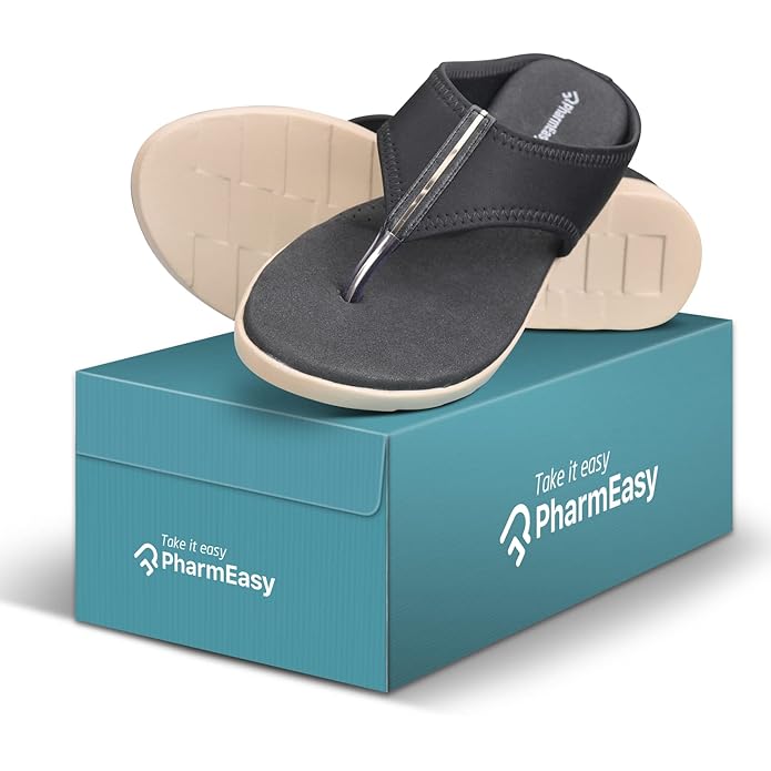 PharmEasy Diabetic & Orthopedic women slippers (Fahion Range-1) Black Color