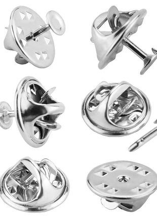 JANYUN 120 Pairs Butterfly Clutch Tie Tacks Pin Back Replacement with 8mm Length 4mm Width Blank Pins for Craft Making (4mm, Silver)