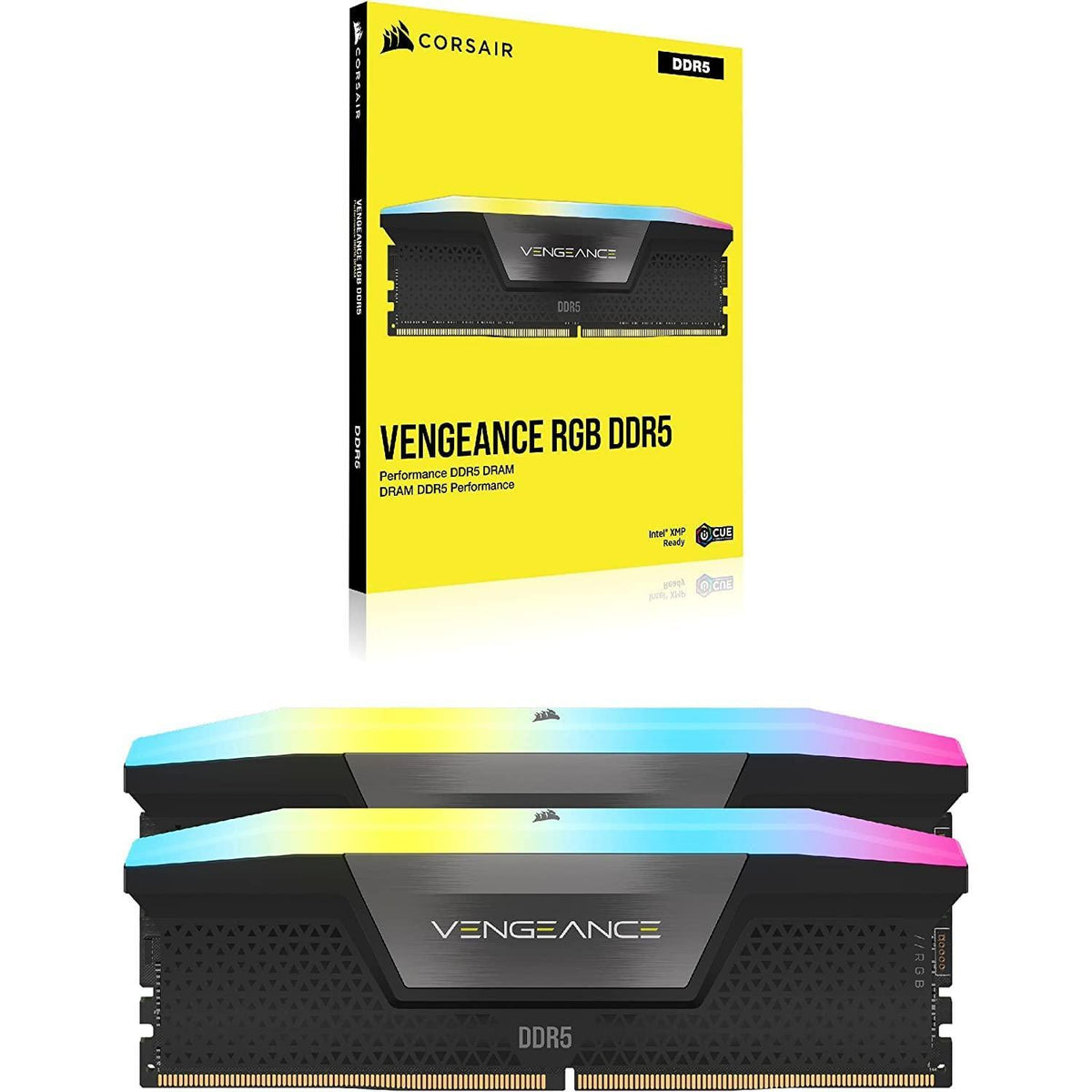 CORSAIR VENGEANCE RGB DDR5 RAM 32GB (2x16GB) 6400MHz CL36-48-48-104 1.35V Intel XMP 3.0 Desktop Computer Memory - Black (CMH32GX5M2B6400C36)
