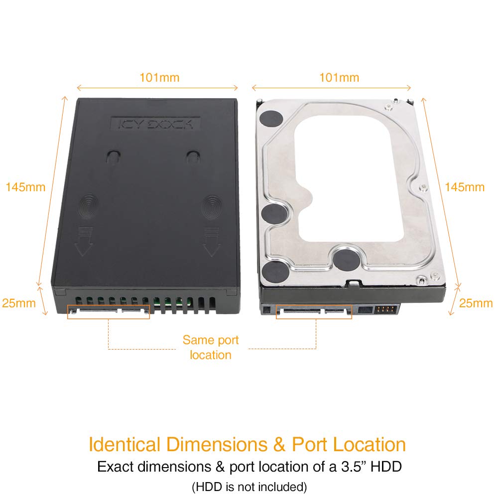 ICY DOCK 2.5 inch to 3.5 inch SATA Hard Drive/SSD Adapter Mounting Bracket for Internal 3.5" Drive Bay | EZConvert Lite MB882SP-1S-1B