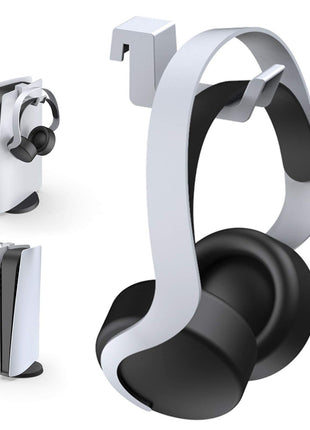 NexiGo PS5 Headphone Holder, [Minimalist Design] Mini Headphone Hanger with Supporting Bar, for Sony PlayStation 5 Gaming Headset, White