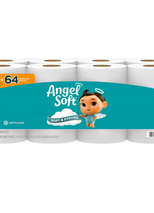 Angel Soft Toilet Paper, 16 Mega Rolls = 64 Regular Rolls, Soft and Strong Toilet Tissue