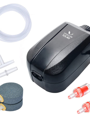 Uniclife Aquarium Air Pump Dual Outlet Fish Tank Aerator with Accessories for 5-200 Gallon Tank