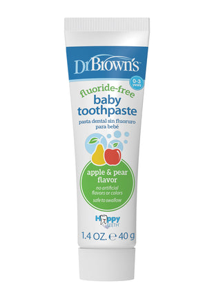 Dr. Brown's Fluoride-Free Baby Toothpaste, Safe to Swallow, Apple Pear, 1-Pack, 1.4oz/40g, 0-3 Years