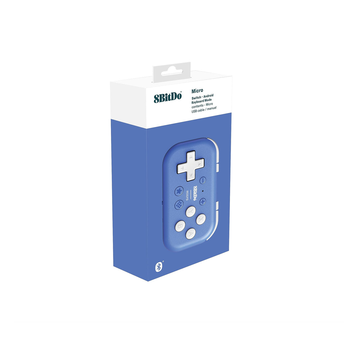 Nargos 8BitDo Micro Bluetooth Key Chain Sized Mini Controller for Nitendo Switch, Windows, Android and macOS (Micro- Blue)