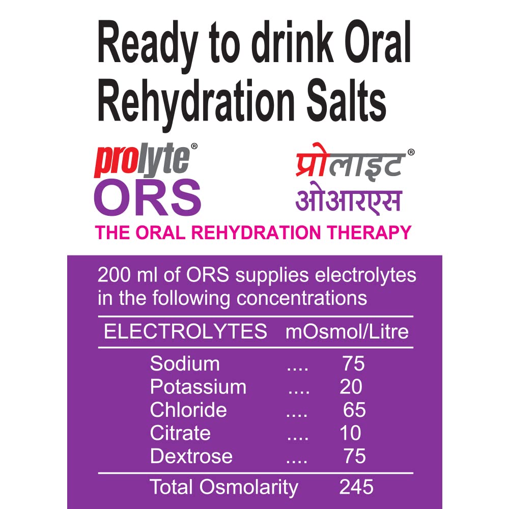 Cipla Prolyte ORS Ready to Drink Oral Rehydration Contains Vital Electrolytes | Restores Body Fluids & Electrolytes Lost Due to Sweating, Diarrhea & Vomiting | WHO Formula (Black Currant, Pack of 10)