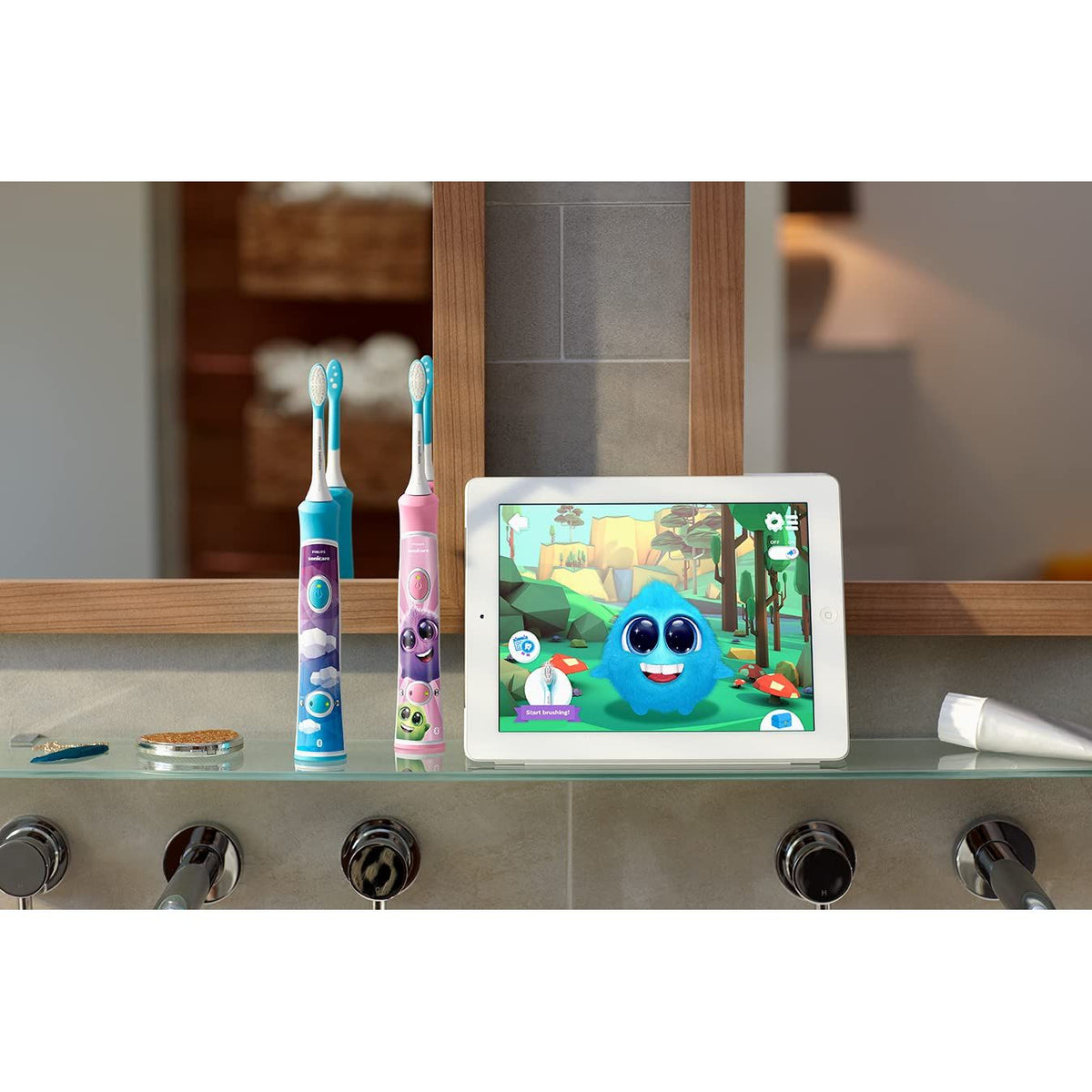 Philips Sonicare for Kids 3+ Bluetooth Connected Rechargeable Electric Power Toothbrush, Interactive for Better Brushing, Turquoise, HX6321/02