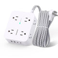 Surge Protector Power Strip - HANYCONY 8 Outlets 4 USB (2 USB C) Charging Ports, Multi Plug Outlet Extender, 5Ft Braided Extension Cord, Flat Plug Wall Mount Desk Charging Station for Home Office ETL