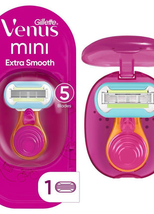 Gillette Venus Extra Smooth Travel Razor Kit for Women, Mini Handle + Refill + Case