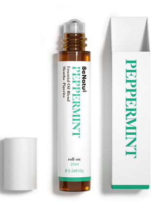 Benatu Peppermint Oil Roll On, Pre Diluted Natural Essential Oil Blend Roller Travel Size for Skin Care, Aromatherapy, Hair, Body Topical Massage   Head Refresh 10ml