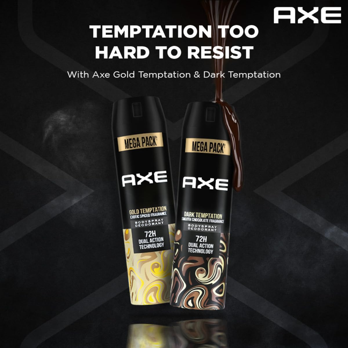 Axe Dark Temptation Long Lasting Deodorant Bodyspray For Men 215 ml & Axe Gold Temptation Long Lasting Deodorant Bodyspray For Men 215 ml