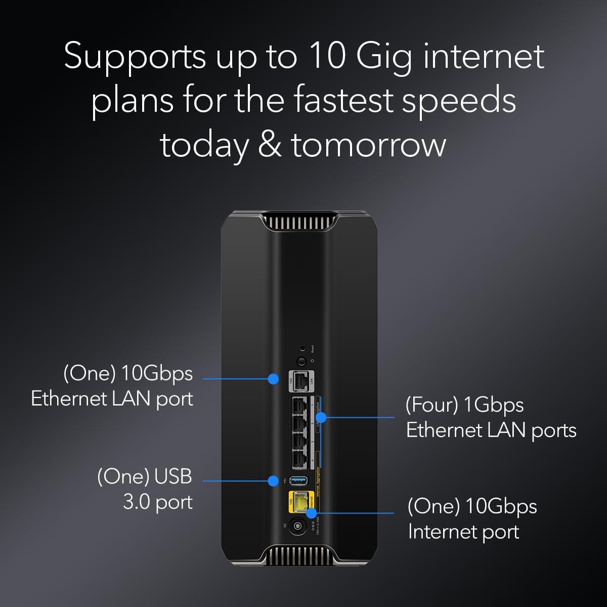 NETGEAR Nighthawk Tri-Band WiFi 7 Router (RS700S) - Security Features, BE19000 Wireless Speed (up to 19 Gbps) – 10 Gig Internet Port - Covers up to 3,500 sq. ft. – 1-Year Armor & Free Expert Help