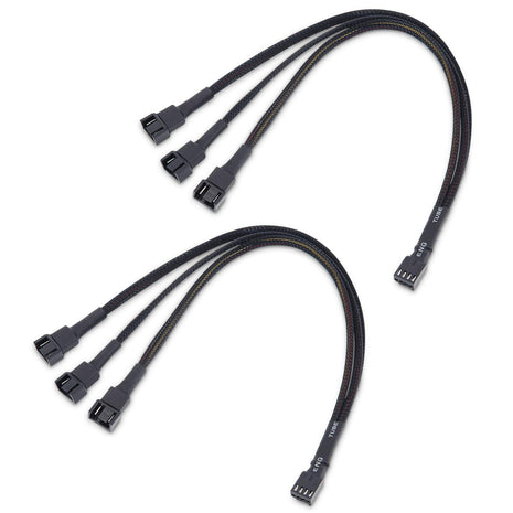 Cable Matters 2-Pack 3 Way 4-Pin PWM Fan Splitter Cable, 12 inches / 30 cm | 1x PWM-Controlled with 2 Followers, PC Fan Splitter 1 to 3 Converter
