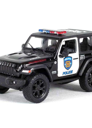 KiNSMART - Jeep Wrangler Rubicon Off Road 4x4 5 inch 1:34 Scale Die Cast Model Replica Toy Car (Rescue Police)