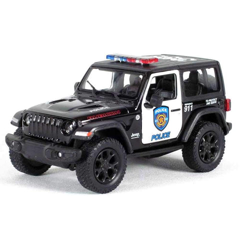 KiNSMART - Jeep Wrangler Rubicon Off Road 4x4 5 inch 1:34 Scale Die Cast Model Replica Toy Car (Rescue Police)