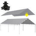 DWALE 10 x 20 Ft Carport,Replacement Canopy Cover Garage Top Tent Shelter Tarp,Grey with 48 Ball Bungee Cords Waterproof & UV Protected (Only Tarp Cover, Frame Not Include)