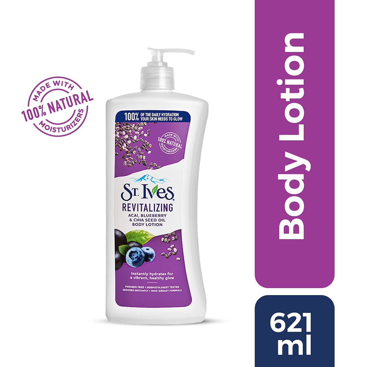 St. Ives Revitalizing ACAI, Blueberry & Chia Seed Oil Body Lotion (621ml)