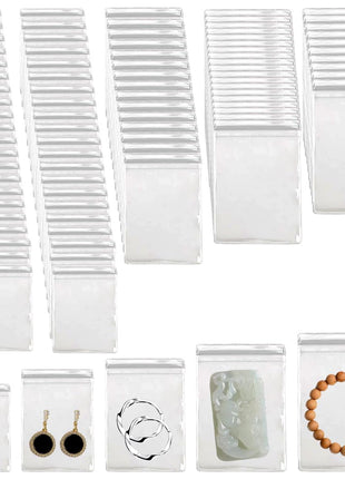 160 PCS Jewelry Bag Self Seal Plastic Zipper Bag Clear PVC - Clarity Tarnish Prevention,Small Sealed Bag,Resealable Packaging or Storage,Arrangement of Jewelry, Earrings and Rings, 5 Sizes