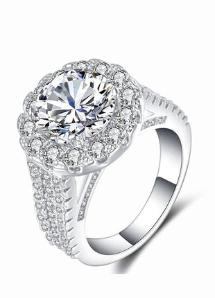 GUIDECUN Halo Art Deco Wedding Engagemen Ring for Women Fashion 925 Sterling Silver Plated Classic Round Cut White AAA Cz Size 6-10 (US Code 6)