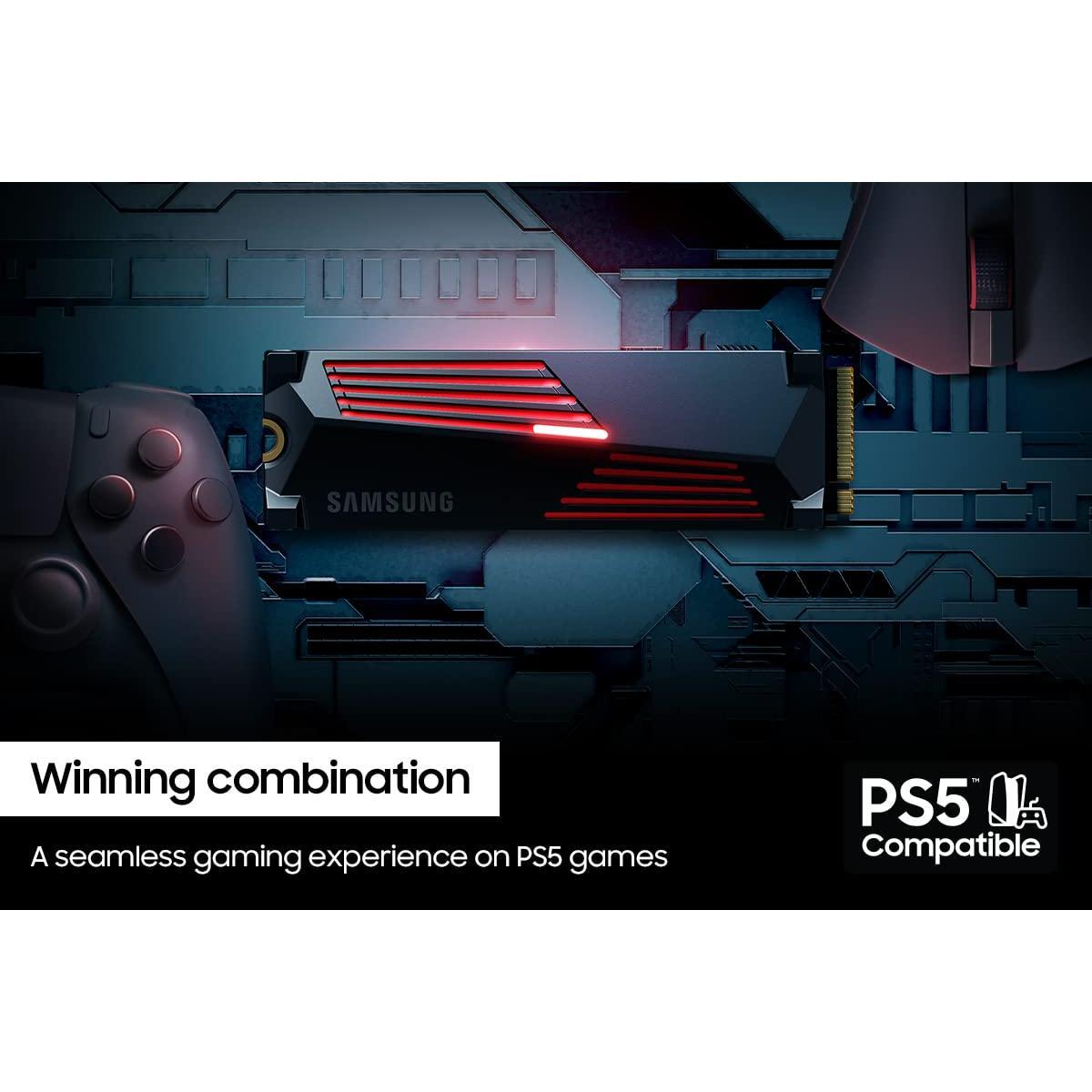 SAMSUNG 990 PRO w/ Heatsink SSD 2TB, PCIe Gen4 M.2 2280 Internal Solid State Hard Drive, Seq. Read Speeds Up To 7,450MB/s for High End Computing, Workstations, Compatible w/ PlayStation 5, MZ-V9P2T0CW