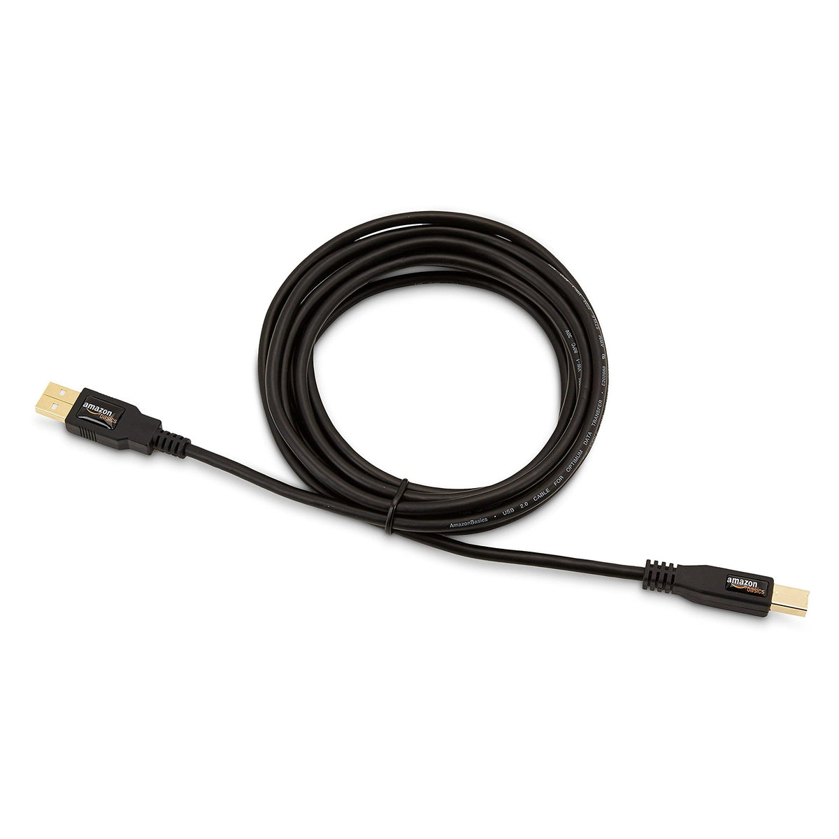 Amazon Basics USB-A to USB-B 2.0 Cable for Printer or External Hard Drive, Gold-Plated Connectors, Black, 10 Foot
