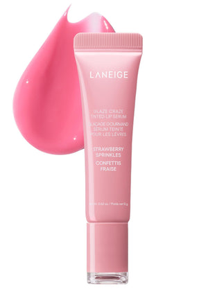 LANEIGE Glaze Craze Tinted Lip Serum, Strawberry Sprinkles: Hydrating Serum for Glossy,Nourished Lips with Plumping Polypeptides,0.42 oz