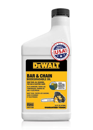 DEWALT – Biodegradable Bar & Chain Oil – Green, Eco-Friendly, Non-Toxic Professional Bar & Chainsaw Lubricant – Ultraclean All-Season Oil for Gas, Electric Saw, and Pole Saw, 16 oz