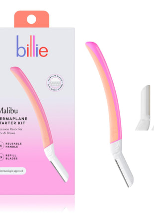 Billie Face Razor for Women Dermaplaning, Malibu - 1 Handle, 3 Refills