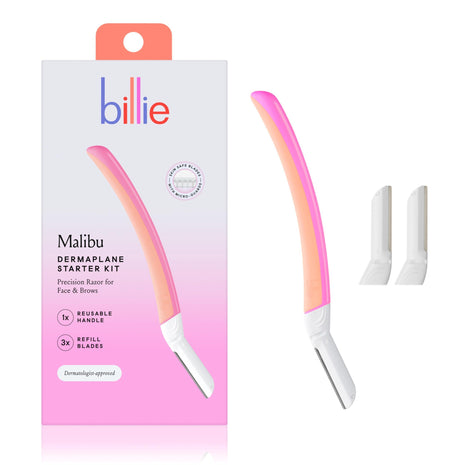 Billie Face Razor for Women Dermaplaning, Malibu - 1 Handle, 3 Refills