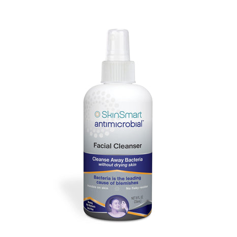 SkinSmart Facial Cleanser for Acne, Targets Bacteria for Active Teenage Athletes Post Workout and Adult Acne, 8 oz Spray Bottle, Safe for Multiple Daily Uses