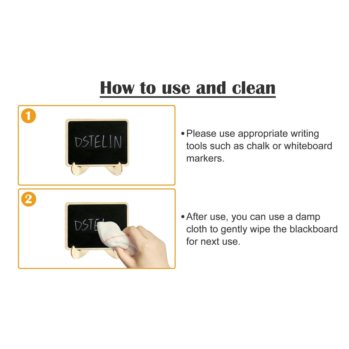 DSTELIN 10 Pack Mini Chalkboards Signs with Easel Stand, Small Rectangle Chalkboards Blackboard, Wood Place Cards for Weddings, Birthday Parties, Message Board Signs and Event Decoration